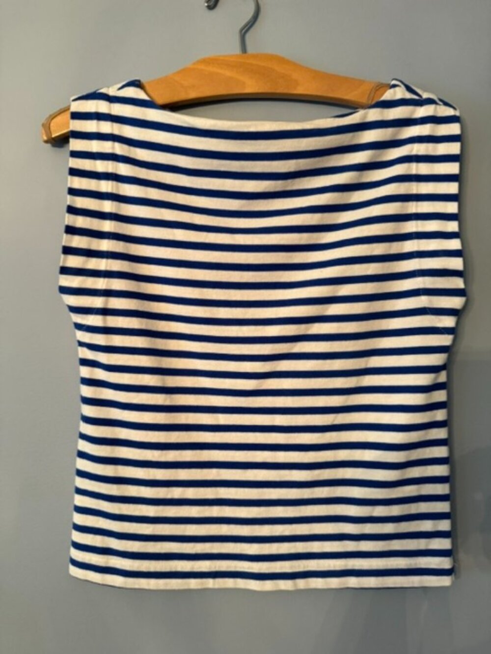 LOFT Royal Blue/White Striped Nautical Boat Neck Top Size XS